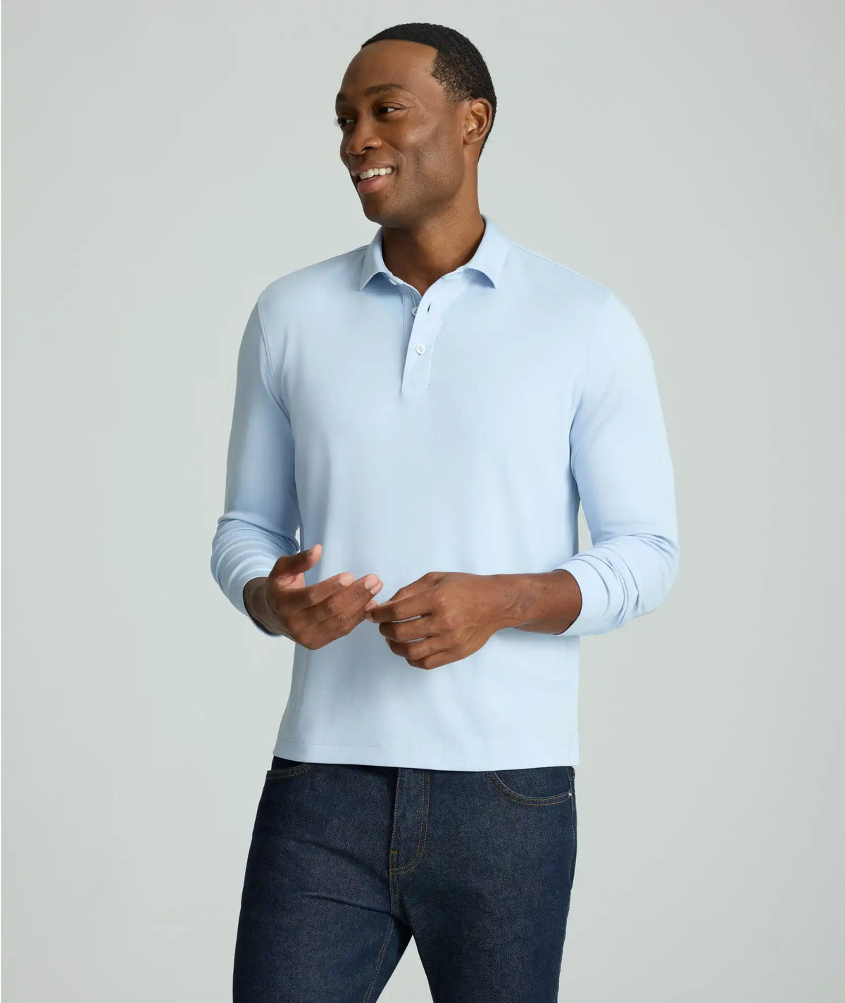 Wrinkle-Free Damaschino Long-Sleeve Polo - FINAL SALE