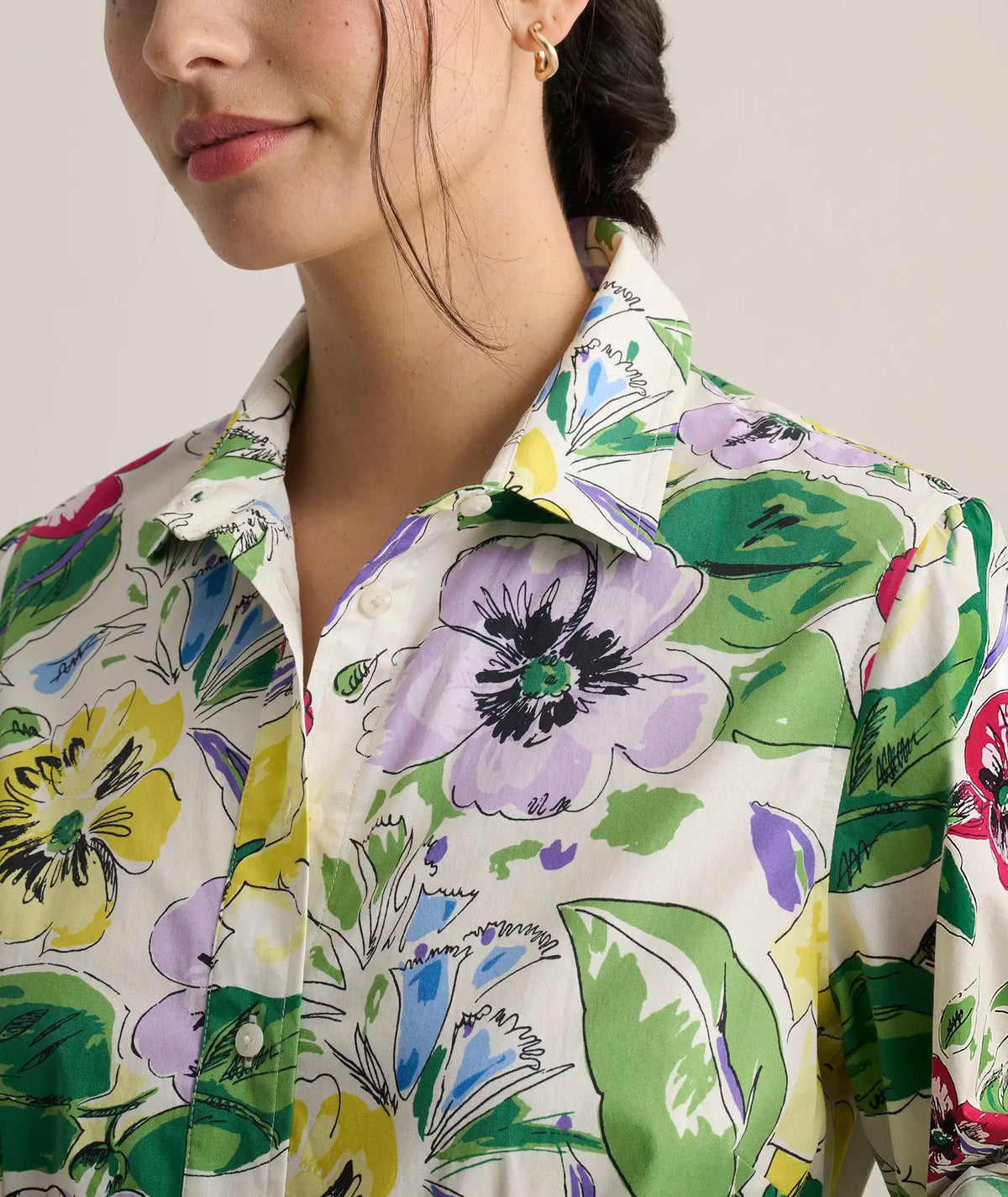 Stretch Cotton Floral Mariah Shirt Dress