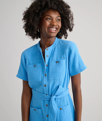 Cotton Gauze Short-Sleeve Avery Dress