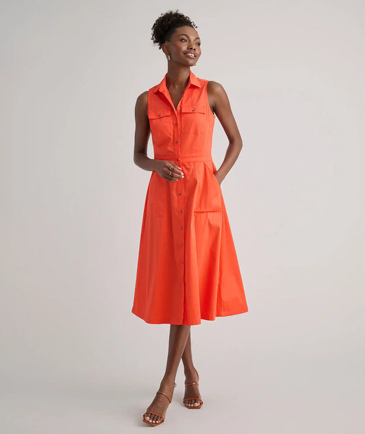 Stretch Cotton Sleeveless Cordelia Shirt Dress