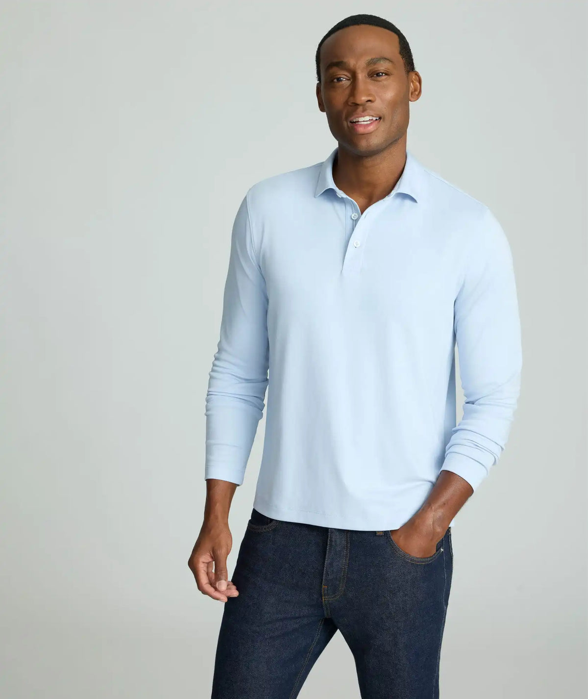 Wrinkle-Free Damaschino Long-Sleeve Polo - FINAL SALE