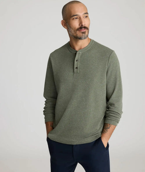 Stretch Cotton Herringbone Henley - FINAL SALE