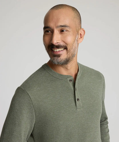 Stretch Cotton Herringbone Henley - FINAL SALE