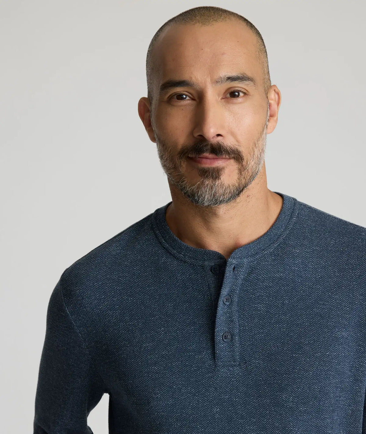 Stretch Cotton Herringbone Henley - FINAL SALE