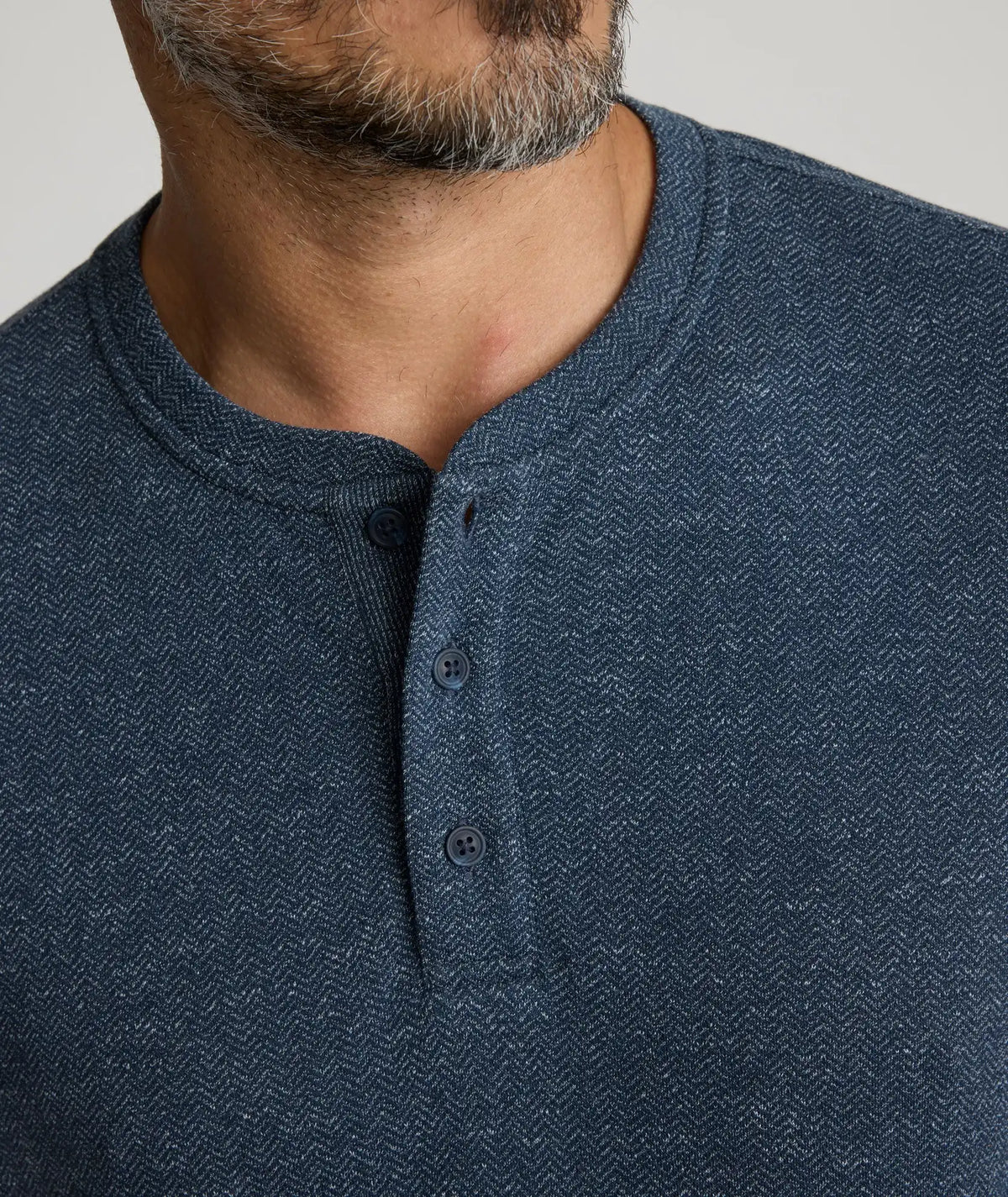 Stretch Cotton Herringbone Henley - FINAL SALE