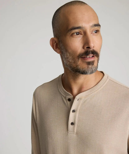 Stretch Cotton Herringbone Henley - FINAL SALE