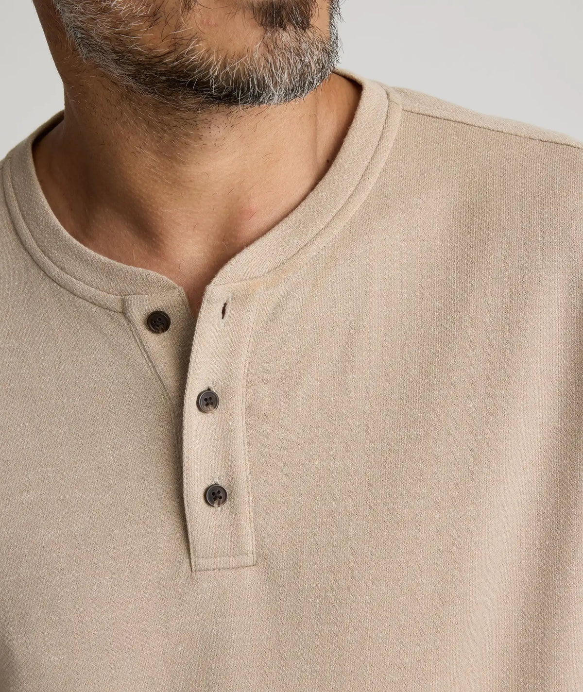 Stretch Cotton Herringbone Henley - FINAL SALE