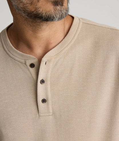 Stretch Cotton Herringbone Henley - FINAL SALE