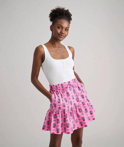 Stretch Cotton Block Print Ilona Skirt