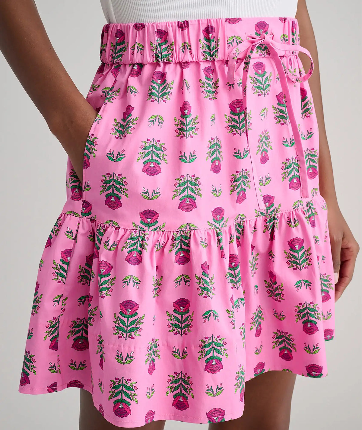 Stretch Cotton Block Print Ilona Skirt
