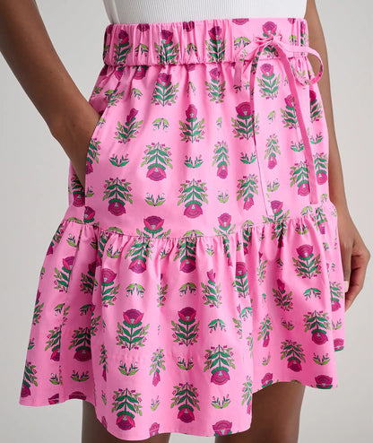 Stretch Cotton Block Print Ilona Skirt