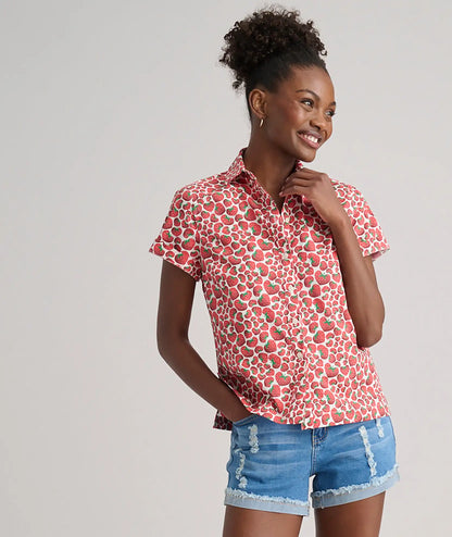 Stretch Cotton Short-Sleeve Jaime Shirt