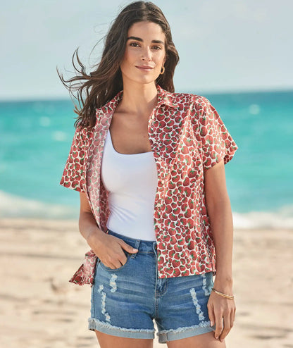 Stretch Cotton Short-Sleeve Jaime Shirt