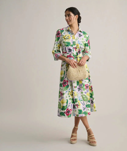 Stretch Cotton Floral Mariah Shirt Dress