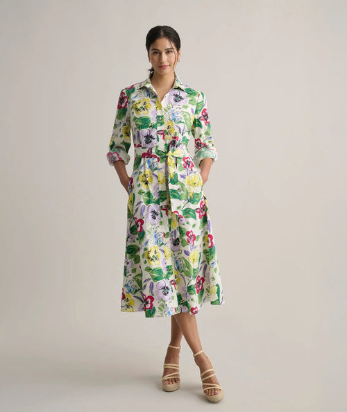 Stretch Cotton Floral Mariah Shirt Dress