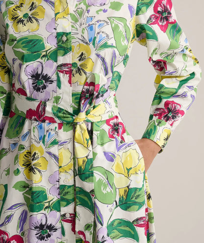 Stretch Cotton Floral Mariah Shirt Dress