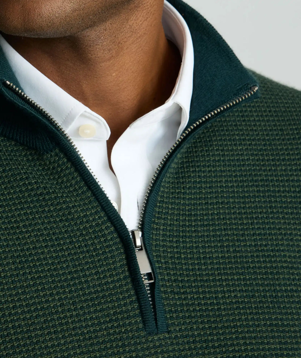 Textured Merino Wool Quarter-Zip Sweater - FINAL SALE