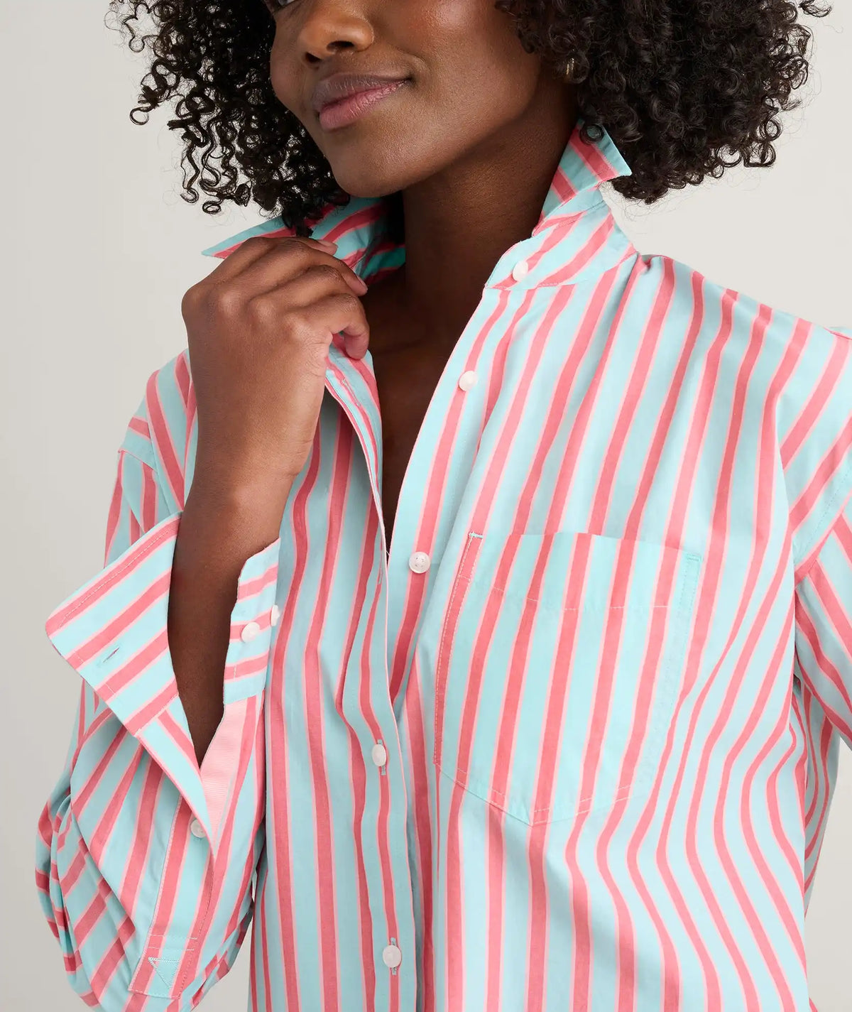 Stretch Cotton Poplin Relaxed Fit Melanie Shirt