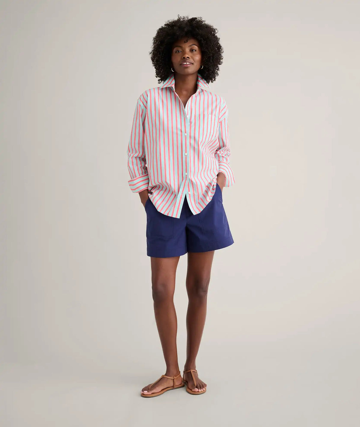 Stretch Cotton Poplin Relaxed Fit Melanie Shirt
