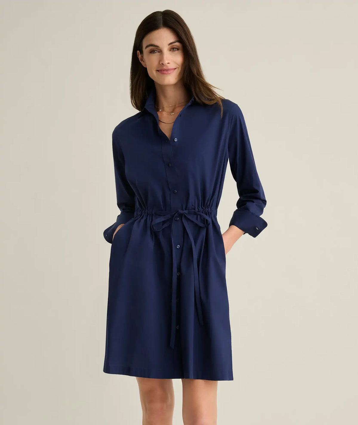 Stretch Cotton Poplin Taylor Shirtdress